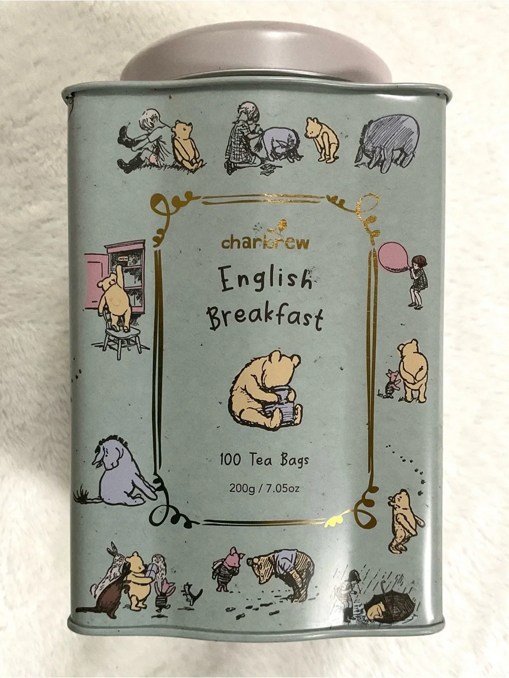 Winnie the Pooh Charbrew English Breakfast Tea Tin Canister Empty 100 Tea Bag
